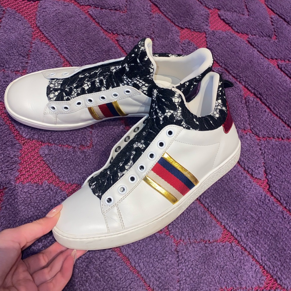 Authentic Gucci sneakers- worn and has minimal marks